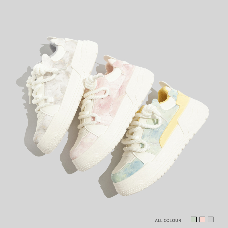 MEAKKEA小众运动板鞋女2025春夏爆款ins潮百搭休闲原创厚底面包鞋